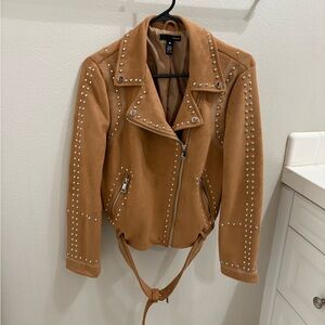 AQUA Suede Studded Biker Jacket